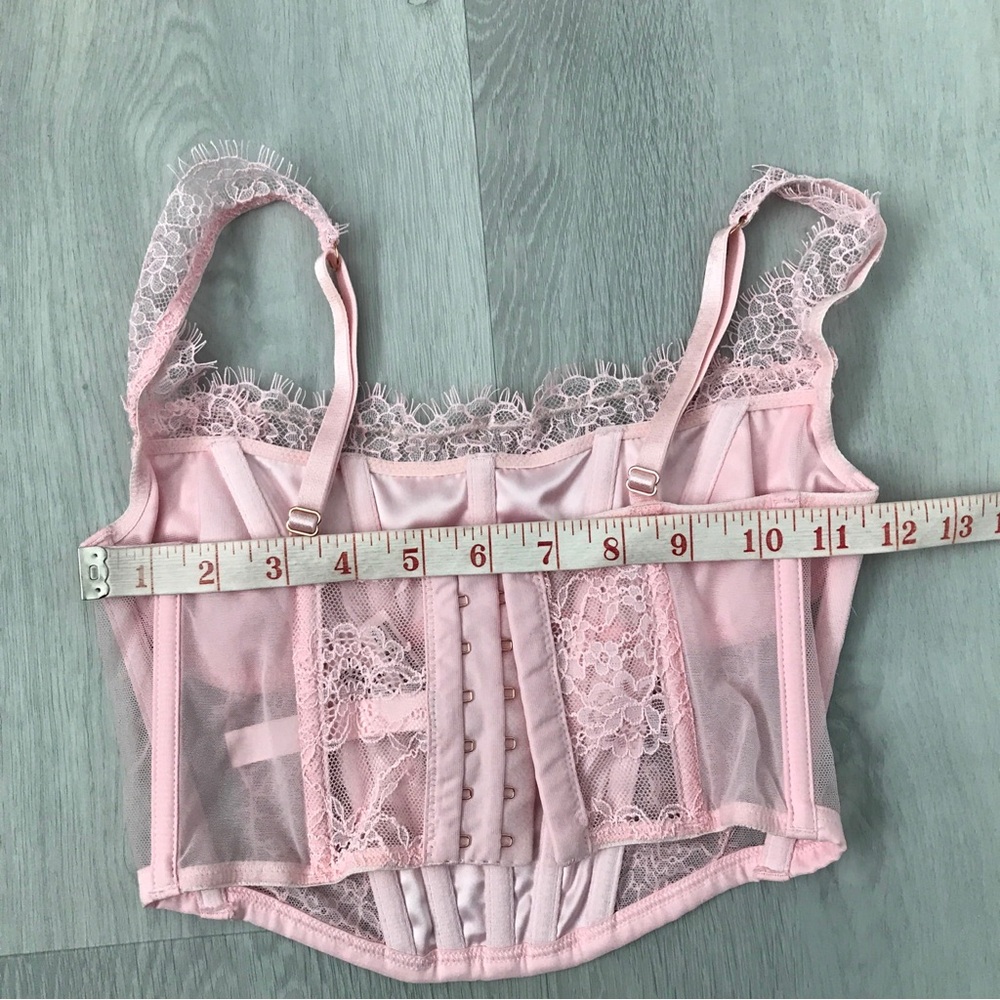 VICTORIAS SECRET PINK EYELASH LACE CORSET XS - Picture 5 of 9